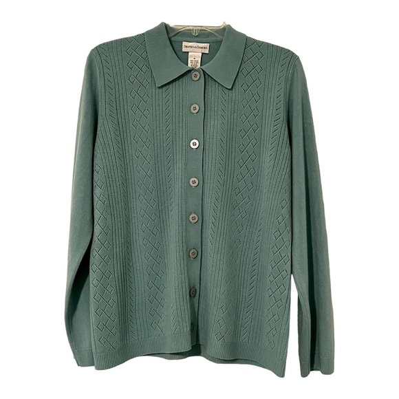 DRAPERS & DAMONS button down blouse and cardigan medium - Picture 2 of 10
